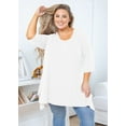 thumbnail image 6 of SHOWMALL Plus Size Tops for Women Tunic 3/4 Sleeve Clothes White 4X Blouse Swing Tunic Clothing Side Split Crewneck Flowy Shirt for Leggings, 6 of 8