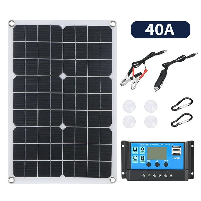 Mistaha Portable Solar Panel Kit with 20W Single Crystal Silicon Panel, 18V, 40A Controller, USB Charging Ports, DC5521 Female Interface - Ideal for 5V Devices and 12V Batteries Recharge, Maximum