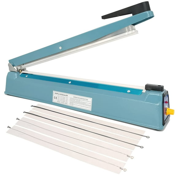 SEELAUGH Impulse Sealer 16 inch Heat Sealer for Plastic Bags, Metal Plastic Bag Sealer Heat Seal, Mylar Bag Sealer, Manual Poly Bag Hot Seal Sealing
