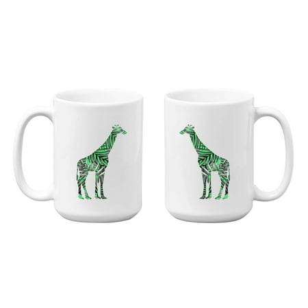

Leaves Pattern Giraffe on 15 oz White Ceramic Mug (Pattern4)