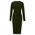 thumbnail image 2 of Dxzfnsa Women Casual Long Sleeve Dresses Empire Waist Knee Length Loose Dress with Pockets(Army Green,S-2XL), 2 of 5