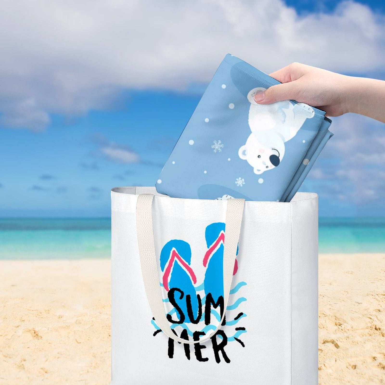 Cute Polar Bear Beach Towel – with A Unique Design, Extra Large,XL (32”x 63”) for Kids & Adults