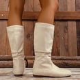 thumbnail image 5 of Women's Slip on Mid Calf Boots, Plus Size Suede Side Zipper Round Toe Casual Boots with Breathable Lining and Cushion Sole, Comfortable Footwear for Everyday Wear, 5 of 6