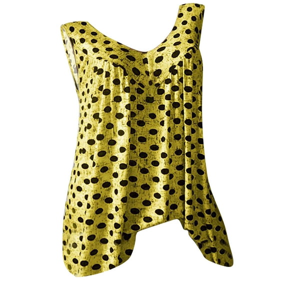 BLVB Tank Tops for Women 2024 V Neck T Shirts Summer Sleeveless Tunic Tops Casual Loose Flowy Tee Shirts Blouse Yellow