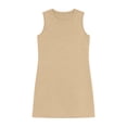 thumbnail image 6 of Women's Casual Summer Mini Tank Dress Crew Neck Sleeveless Straight Silhouette Breathable Cotton Blend T-Shirt Dress For Beach Cover Up Daily Wear Home Lounge, 6 of 6