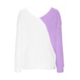 thumbnail image 7 of Lovskoo Sweaters for Women Trendy Casual Long Sleeve Casual Color Contrast Patchwork Sweater Blouse Purple, 7 of 7