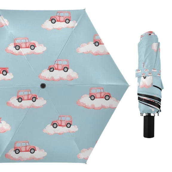 Cars on Cloud Compact Sun Umbrella Windproof Travel Umbrellas for Rain Strong Portable UV Protection
