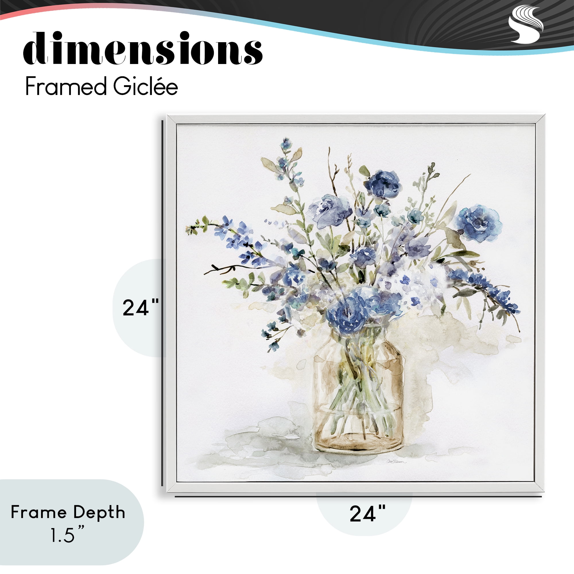 Stupell Industries Spring Floral Dollops White Framed Giclee Art, design by Carol Robinson