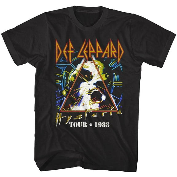 Def Leppard Hysteria Tour 88 Men's T Shirt (Black, Adult4XL)