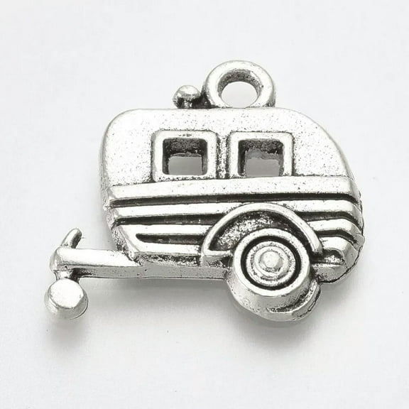 U8MO 20 RV Camper Charms Antiqued Silver Wanderlust Pendants Traveling Jewelry 18mm