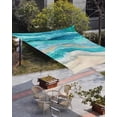thumbnail image 3 of Sun Shade Sail 8x10Ft Abstract Turquoise Gradient Beach Ocean Wave Oil Painting Uv Block Sunshade Canopy Outdoor Shade Cover Rectangle Shade Cloth For Patio Garden Yard Deck Pergola, 3 of 6
