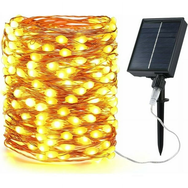 Luces festivas de cadena más largas, seguras de usar, certificadas por UL, cable de cobre resistente al agua con control remoto, 8 modelos de luces intercambiables, control de temporizador para