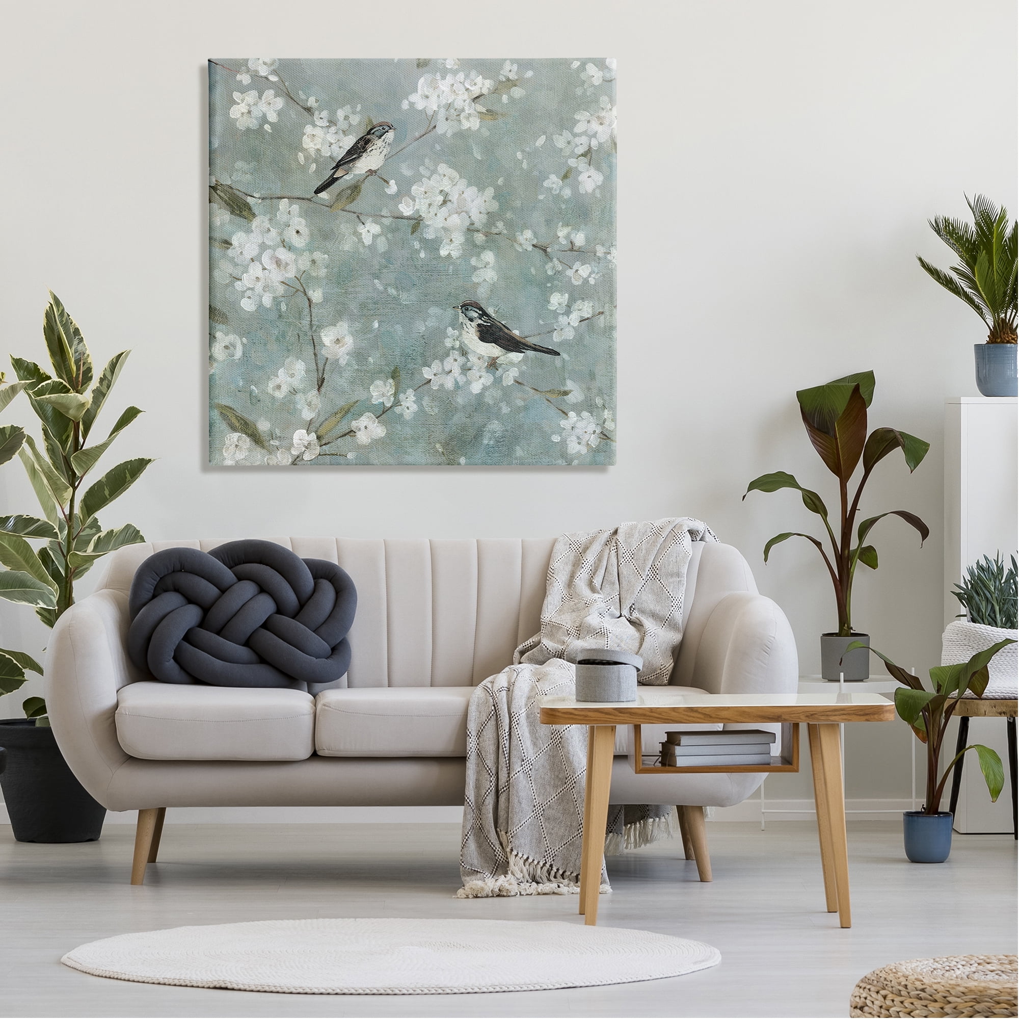 Stupell Industries Sparrows & Cherry Blossoms Animals & Insects Painting Gallery Wrapped Canvas Art Print Wall Art, 36 x 36