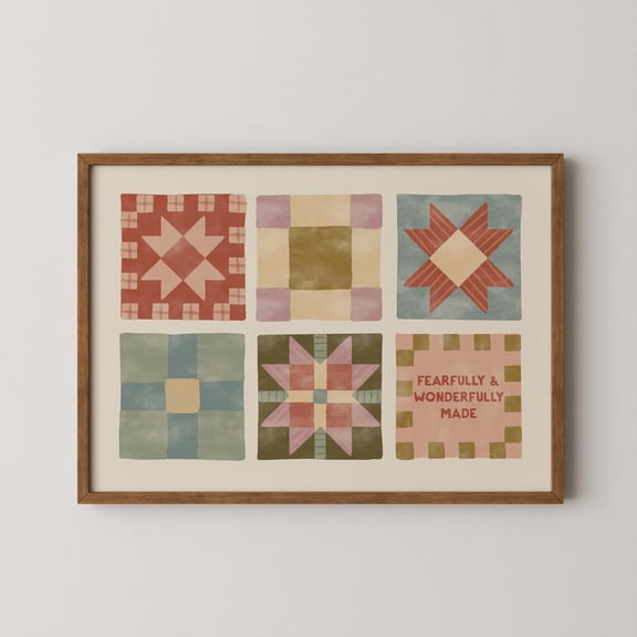 Fearfully Wonderfully Made Pastel Quilt Wall Art Home Decor