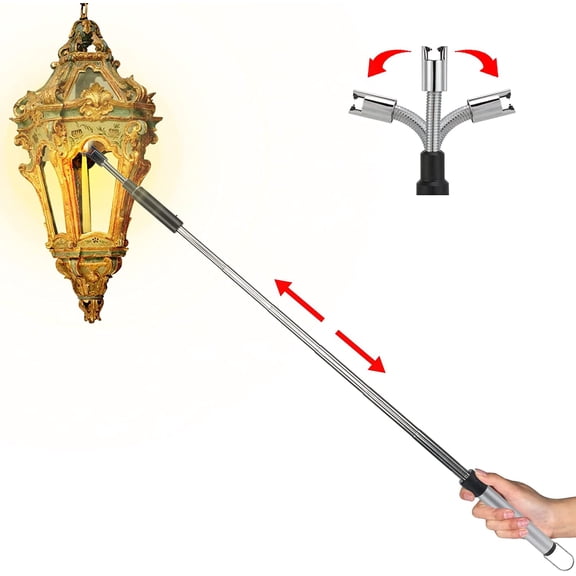 Electric Long Lighter, Retractable Length (11.4in-27.55in), Lgnition Port Can be Rotated 360°, Rechargeable via USB, lighters Suitable for Lighting Candles, barbecues, fireplaces, fire pits, etc.