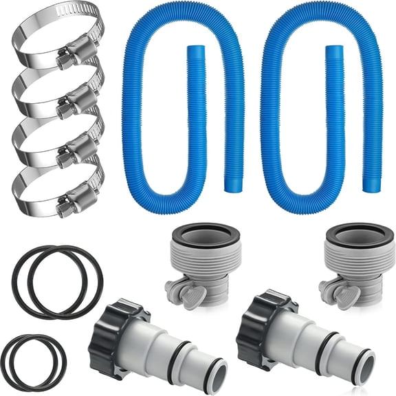 Sinyiin 59'' Swimming Pool Filter Hose with 4Pcs Hose Clamp for Pumps Above Ground Pools