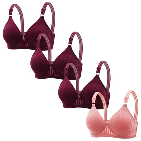 Lisbinx Nursing Bras 4PC Woman s Embroidered Glossy Comfortable Breathable Bra Underwear No Rims Sales Today Clearance