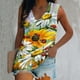 thumbnail image 2 of Camiseta holgada sin mangas con cuello redondo y estampado de flores informales de verano para mujer Pompotops  lopia994522, 2 of 5