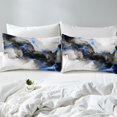 thumbnail image 5 of Black and Navy Blue Marbling Bedding King Size Aesthetic Marble Bed Sheets Set, Watercolor Artwork Sheet Set Abstract Marbling Sheets, Mountain Fluid Top Sheet, 5 of 7