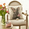 thumbnail image 5 of Sm:)e Bunny Tulip Easter Throw Pillow Cover, 18 x 18 Inch Spring Gray Rabbit Cushion Case Decoration for Sofa Couch, 5 of 6