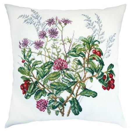 UPC: 4743348410808 | Vervaco® Forest Bouquet Pillow Cover Counted Cross-Stitch Kit