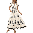thumbnail image 1 of Vestido de Corta con Cuello en V, Estampado Floral, Bolsillos y Mangas Acampanadas, Color Albaricoque M, 1 of 7