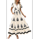 thumbnail image 1 of Vestido de Corta con Cuello en V, Estampado Floral, Bolsillos y Mangas Acampanadas, Color Albaricoque XXL, 1 of 7