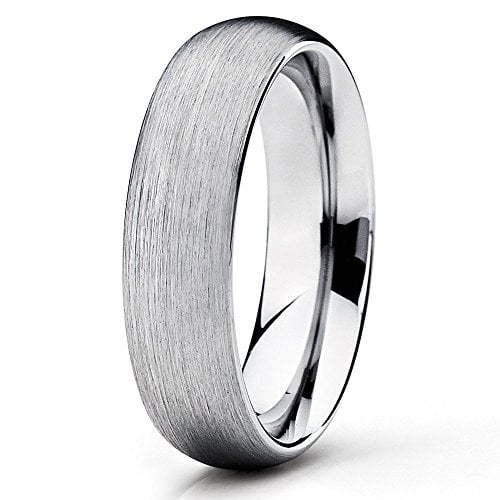 6mm Gray Tungsten Ring Brushed Silver Tungsten Band Tungsten Wedding Ring (6)