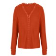 thumbnail image 4 of Women's Winter Warm Sweaters Casual Solid Button Long Sleeve Orange V Neck Fall Clothing S-5XL, 4 of 6