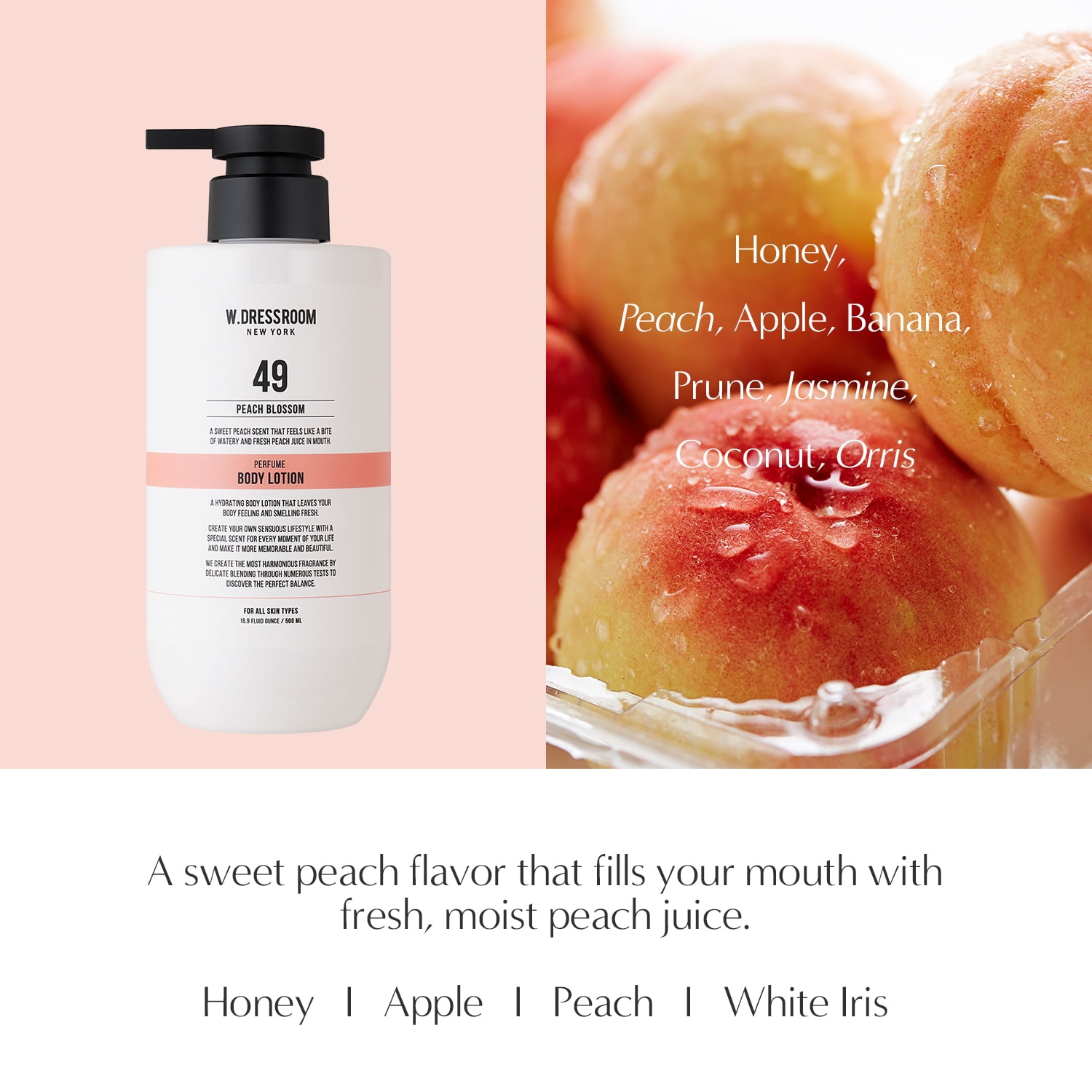 W.Dressroom No.49 Peach Blossom Moisturizing Perfume Body Lotion