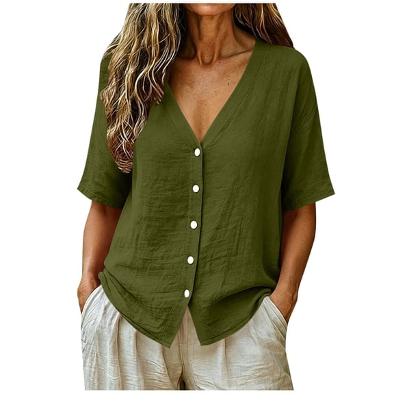 Xugsiok Womens Cardigan Sweaters Fashion Casual Solid Color V-Neck Button Down Short Sleeve Cover Up