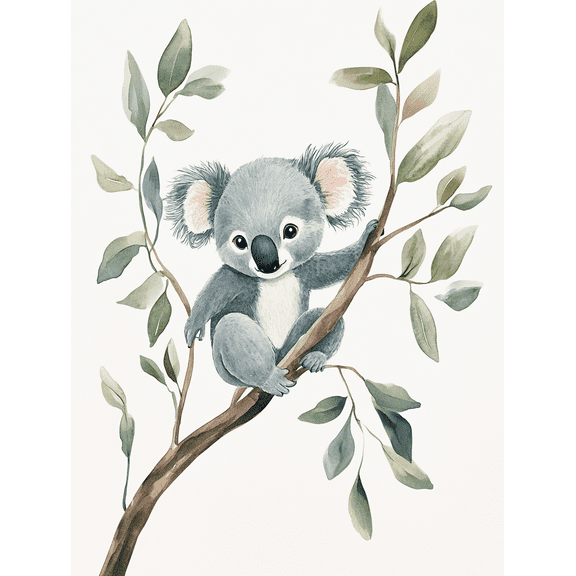 Adorable Koala Watercolor Canvas Wall Art, Perfect for Living Room, Bedroom, Nursery, Office, and Bathroom Decor.
