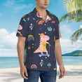 thumbnail image 3 of Kll Men'S Hawaiian Shirt Short Sleeve Button Down Beach Shirts-Cartoon Dinosaur Scooter Sport Blue, 3 of 7
