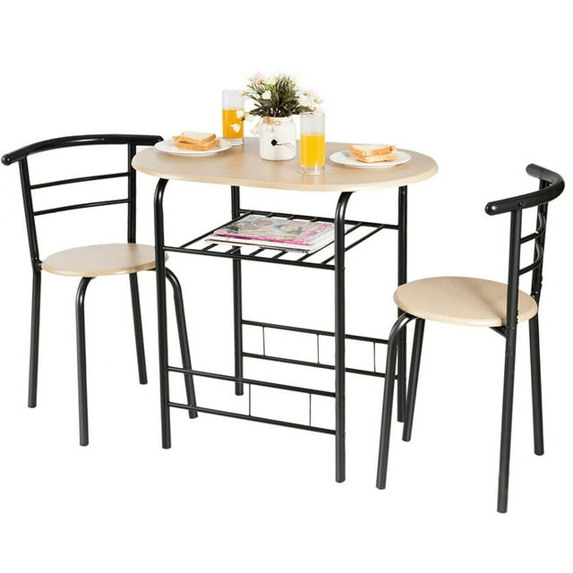 Costway 3 Pcs Dining Set 2 Chairs And Table Compact Bistro Pub Breakfast Home Kitchen