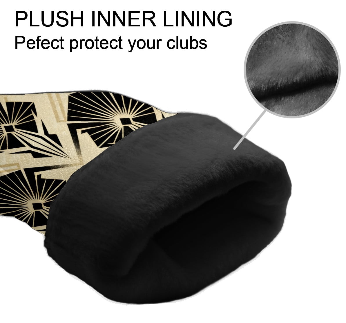 Golf Club Covers, Beige GeometricPattern Premium PU Leather Driver Hybrid Putter Head Covers with Velvet Lining, Waterproof Golf Gifts for Men Women