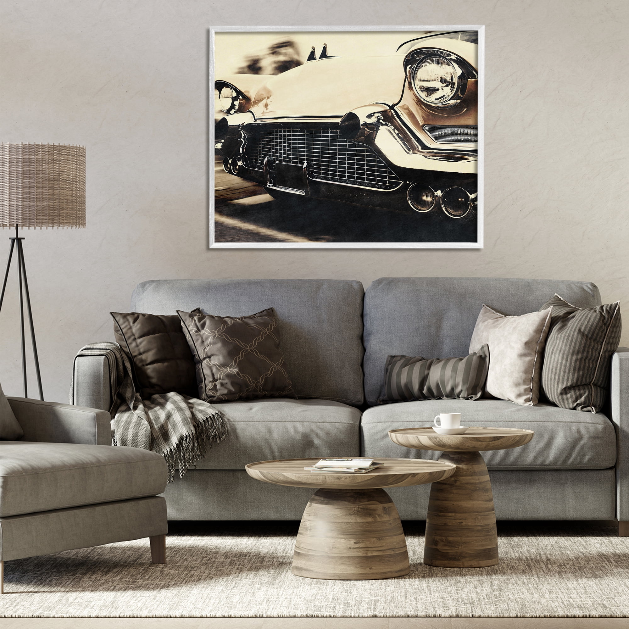 Stupell Industries Vintage Ride Headlights White Framed Giclee Art, design by Marcus Prime
