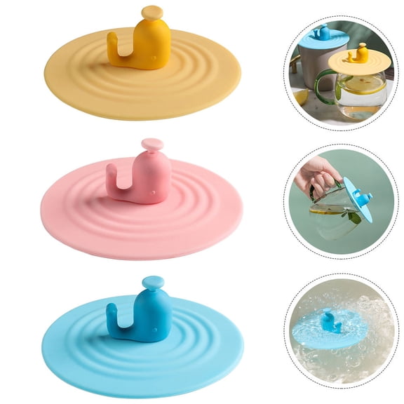 FUTUREORYY 3-Pack Silicone Mug Lids with Rounded Edges, Household Cup Covers for Easy Seal and Spill