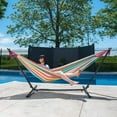 Vivere's Double Deluxe Natural with Fringe Hammock Combo with 9ft Stand