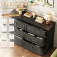 thumbnail image 4 of 6 Drawer Dresser for Bedroom, 50.4" * 15.7" * 35.8" Retro Style Chest of Drawers, Wood Storage Double Dresser with Deep Drawers for Living Room, Hallway Entryway, Black, 4 of 13