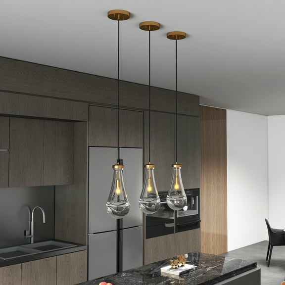 Raindrop 1 Light Cluster Pendant Lights,5.0in High Ceiling Chandeliers Adjustable, for Living Room Foyer Stairwell ,Bedroom ,E12 Gold