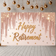 thumbnail image 5 of Pink  Retirement Banner Pastel Balloons Happy Retirement Display Silver Stars Golden Fireworks Celebration Backdrop for Retirement Party Farewell Celebration Indoor Decoration, 5 of 8