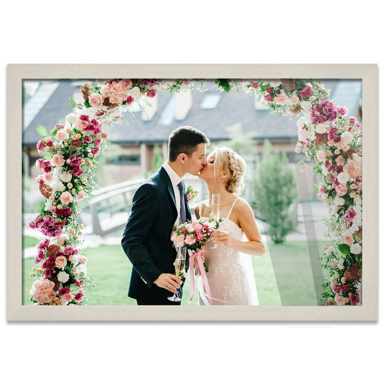 ArtToFrames 30x40 inch White Picture Frame, This 1.5 Custom Wood Poster Frame Is Off White Wash Barnwood Style Frame, for Your Art or Photos