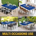 thumbnail image 5 of Winter Navy Blue Table Cloths for 4 Foot Rectangle Tables, Christmas Xmas Modern Minimalist Words Art Patio Waterproof Elastic Fitted Tablecloths, Washable Rectangular Table Cover for Camping, 5 of 8