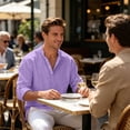 thumbnail image 5 of Satingcolo Linen Henley Shirts for Men V Neck Long Sleeve Band Collar Button Shirts Casual Breathable Vacation Hippie Top,Purple 5XL, 5 of 5