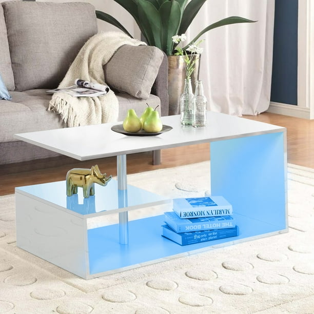 3 Layers High Gloss Coffee Table Modern Led Sofa Side End Desk Living Room Furniture Black White Wooden Finish Com 3 Layers High Gloss Coffee Table, How High Should A Sofa Side Table Be