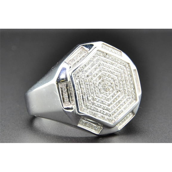 Diamond Pinky Ring 10K White Gold Pave Round Cut 0.47 CT Designer Cirlce Style