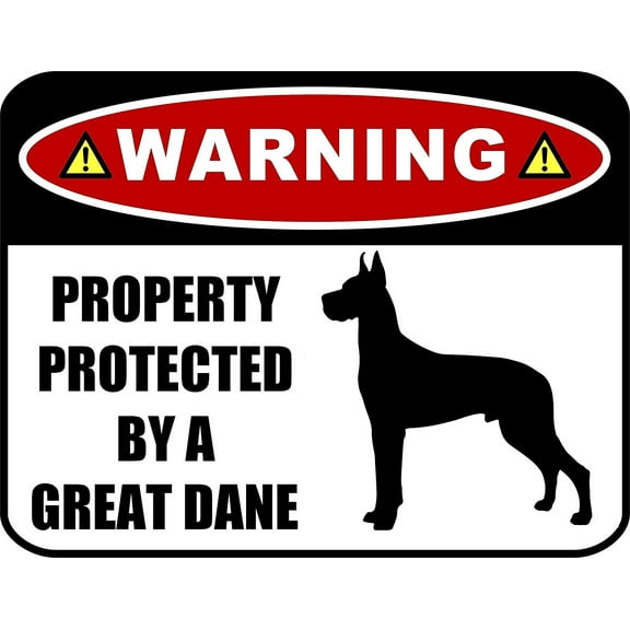 PCSCP Warning Property Protected by a Great Dane (SILHOUETTE) 11.5 inch x 9 inch Laminated Dog Sign