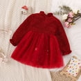 thumbnail image 5 of LUOGENLI Little Girls Dresses Size 5-6 Toddler Girls Dress Long Sleeve Red Bowknot Patchwork Mesh Princess Dress New Year Party Clothes Pageant Dresses for Girls 14-16 2-3 Years, 5 of 6