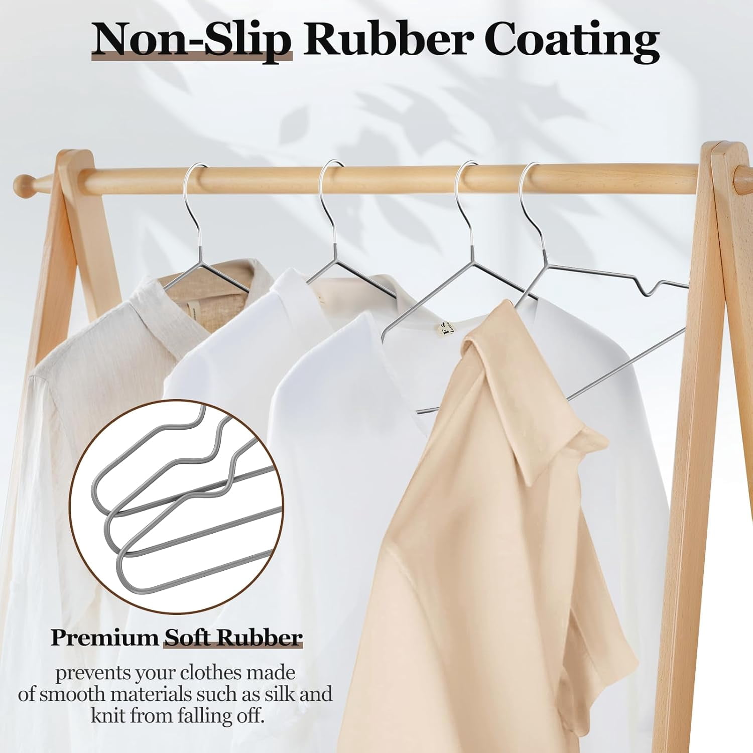 UEAKPIC Rubber Coated Metal Suit Hangers 30 Pack, Non-Slip with Notches, Space Saving Ultra Thin Design, Gray