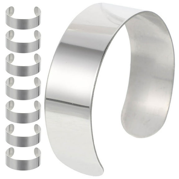 BESTONZON 8Pcs Durable Silver Stainless Steel Bracelet Blanks for DIY Bangle Making